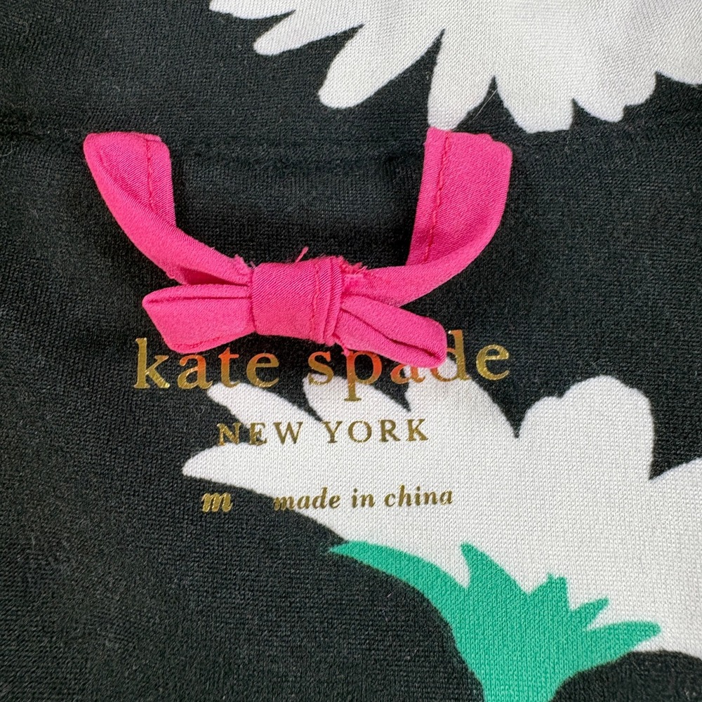 Kate Spade New York Womens Daisy Floral Pajama Top Black Pink Short Sleeve M - Picture 4 of 7